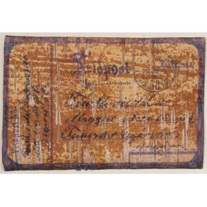 1916 Első világháborús osztrák magyar tábori postai levelezőlap fakéregből / WWI K.u.k. Austro...