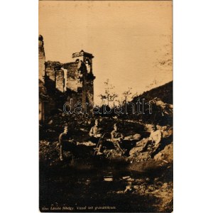 Vízzel telt gránáttölcsér. Kiss László főhadnagy. Hadifénykép Kiállítás / WWI Austro-Hungarian K.u.K. military...