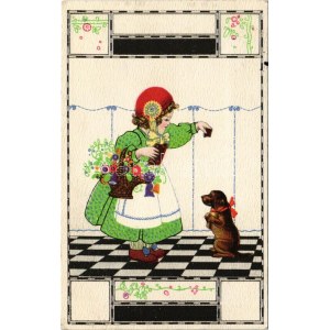 1917 Children art postcard with dogs. B.K.W.I. 633-3.