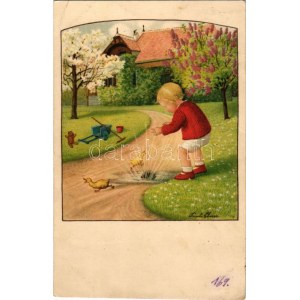 1928 Children art postcard. August Rökl Nr. 1447. s: Pauli Ebner (EB)