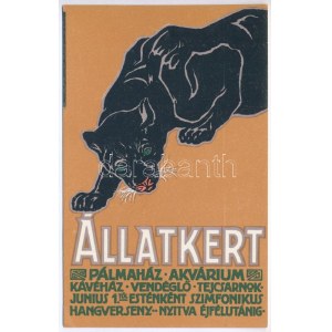 Budapest Székesfővárosi Állatkert reklámlapja: fekete párduc / Budapest Zoo advertisement art postcard...