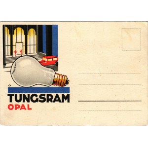 1932 Tungsram Opal villanykörte reklám képeslap / light bulb advertisement postcard s: Csemiczky Tihamér (gyűrődés ...