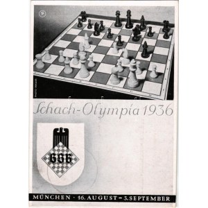 1936 München, Schach-Olympia 1936. Rose Pahl, Photo Wauer / chess olympics + So. Stpl. (EK)