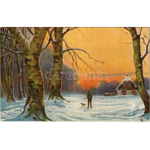 1917 Hunter art postcard, winter