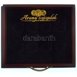 Üvegezett fa éremtároló dobozka, eredetileg az "Arany századok" sorozathoz, egy fiókkal...