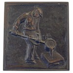 1940 k. "Emlék - Budapest-Salgótarjáni Gépgyár és Vasöntő R.T." kétoldalas Fe plakett (82x78mm) T:AU...