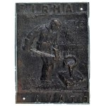 1976. "FIRMA AVATÓ" egyoldalas, öntött fém emlékplakett, kiállításhoz fúrt lyukakkal (72x98mm) T:AU...