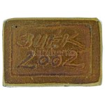 2001. "BÚÉK 2002" kétoldalas, öntött bronz plakett, egyik oldalán oroszlán ábrázolással (24x35mm) T...