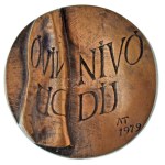 Asszonyi Tamás (1942-) 1979. "Nívó díj / Alföldi Nyomda" kétoldalas bronz plakett (74mm) T:AU