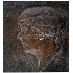 Sződy Szilárd (1878-1939) 1929. "Camilla 1929 XI." nagyalakú, egyoldalas bronz női portré, karcokkal (27,5x25,5mm) T...