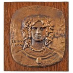 Takács Erzsébet (1928-1999) 1979. "Zrínyi Ilona" öntött bronz plakett, fa alapzaton (~110x123mm) T:AU / Hungary 1979. ...