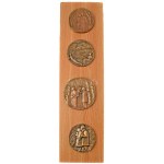 Takács Erzsébet (1928-1999) DN "Évszakok" plakett sorozat: négy darab az évszakokat ábrázoló, öntött bronz plakett...