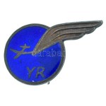 Románia 1950 k. "YR" zománcozott fém vitorlázórepülő jelvény (26x16mm) T:AU / Romania cca 1950. "YR...