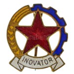 Románia 1960. "INOVATOR" bronz, zománcozott jelvény (17x20mm) T:AU Romania 1960. "INOVATOR" bronze, enamelled badge ...