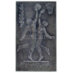 1944. "Pozsony - Budapest Kosárlabda viadal 1944" hadifém plakett, hátoldalán két rögzítésre szolgáló csavarral ...