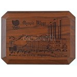 Dél-Korea 1988. "XXIV. Nyári Olimpiai Játékok, Szöul - Az olimpiai falu" faragott fa plakett (165x120mm) T...