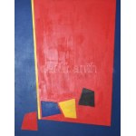 Joseph Kádár (1936-2019): Geometrikus kompozíció (cím nélkül), 1995. Akril, fa, jelzett a hátoldalán, 50×120 cm...