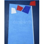 Joseph Kádár (1936-2019): Geometrikus kompozíció (cím nélkül), 1995. Akril, fa, jelzett a hátoldalán, 50×120 cm...