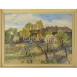 Udvary Pál (1900-1987): Albertfalva tavasszal. Olaj, vászon. Jelezve balra lent...