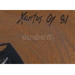 Xantus Gyula (1919-1993): Önvizsgálat, 1981. Olaj, farost. Jelzett. Hátoldalán Xantus Gyula autográf feliratával...