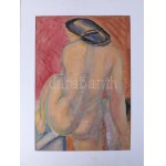 Hetényi Tibor (1891-1977): Női akt. Akvarell, papír, jelzés nélkül, paszpartuban, 55,5x37,5 cm