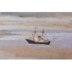 Volbrecht, Ernst (1877-1964), német festő/German painter: Hajó a tengeren. Pasztell, papír, jelzett...