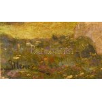 Illencz Lipót (1882-1950): Lány virágokkal. Olaj, vászon, jelezve balra lent. 20×20 cm.
