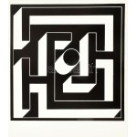 Bak Imre (1939-2022): Kompozíció (cím nélkül). Szitanyomat, papír, jelzés nélkül. 28x27...