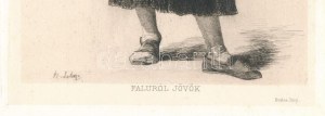 Adolphe Lalauze (1838-1906): Faluról jövök. Rézkarc, papír, jelzett a karcon. Az 1884-ben megjelent Életképek...
