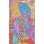 Csepeli Németh Miklós (1934-2012): Emberek, 1996. Akvarell, papír, jelzett, üvegezett keretben...