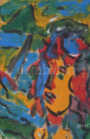 Csepeli Németh Miklós (1934-2012): Női akt. Olaj, papír, jelezve jobbra lent. 24x15,5 cm. Üvegezett fakeretben...