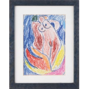 Csepeli Németh Miklós (1934-2012): Női akt, 1984. Kréta, papír, jelzett, üvegezett fakeretben, 20×13...