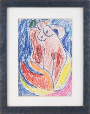 Csepeli Németh Miklós (1934-2012): Női akt, 1984. Kréta, papír, jelzett, üvegezett fakeretben, 20×13...