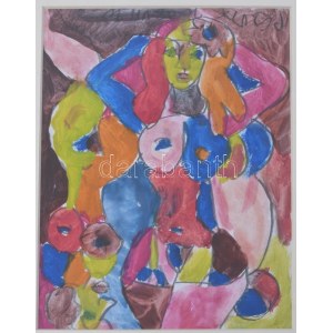 Csepeli Németh Miklós (1934-2012): Női aktok. Akvarell, ceruza, papír, jelzett. Üvegezett fakeretben. 29x19...
