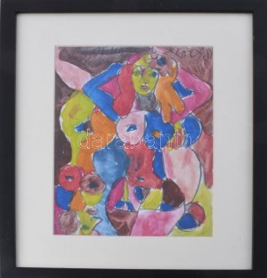 Csepeli Németh Miklós (1934-2012): Női aktok. Akvarell, ceruza, papír, jelzett. Üvegezett fakeretben. 29x19...
