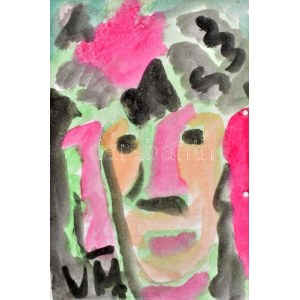 Csepeli Németh Miklós (1934-2012): Portré. Akvarell, papír, jelzett. Paszpartuban. 29,5x19,5 cm