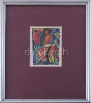 Csepeli Németh Miklós (1934-2012): Színes társaság, 1992. Akvarell, papír, jelzett, üvegezett fakeretben...