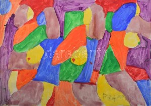 Csepeli Németh Miklós (1934-2012): Társaság, 1999. Akvarell, papír, jelezve jobbra lent. 41x59 cm...