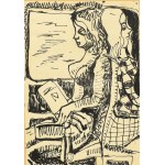 Csepeli Németh Miklós (1934-2012): Utazás, 1977. Tus, papír, jelzett. Papírra kasírozva...