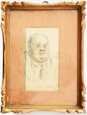 Herman Lipót (1884-1972): Portré. Ceruza, papír, jelezve jobbra lent, üvegezett fakeretben...