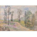 Herman Lipót (1884-1972): Társaság a szabadban. Színes ceruza, ceruza, papír, Herman Lipót hagyatéki pecséttel jelzett...