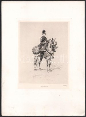 Jean-Baptiste Édouard Detaille (1848-1912): A trombitás. Rézkarc, papír, jelzett a karcon. Az 1884...