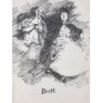Pekáry István (1905-1981): Duett. Tus, papír, jelzett, 12,5×9,5 cm. Dekoratív, üvegezett, kissé sérült fakeretben...