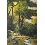 Szücs Károly (1921-): Bakonyi táj. Olaj, farost. Jelzett. Apró felületi sérülésekkel...