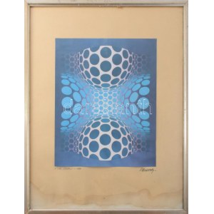 Vasarely Victor (1908-1997): P 1192 OGNALL (Op-art kompozíció). Ofszet, papír, jelzett a nyomaton...