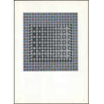Victor Vasarely (1908-1997): Geometrikus kompozíció. Ofszet nyomat, papír, 19×18 cm