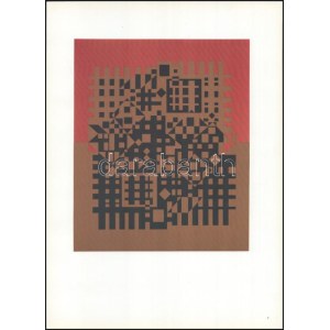 Victor Vasarely (1908-1997): Op-art kompozíció. Ofszet nyomat, papír, 21,5×18 cm