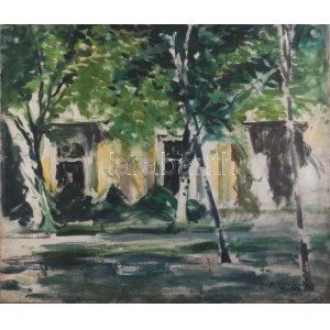 Olvashatatlan jelzéssel: Színes kert. Olaj, vászon. 60x70 cm