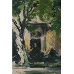 Olvashatatlan jelzéssel: Színes kert. Olaj, vászon. 60x70 cm