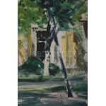 Olvashatatlan jelzéssel: Színes kert. Olaj, vászon. 60x70 cm